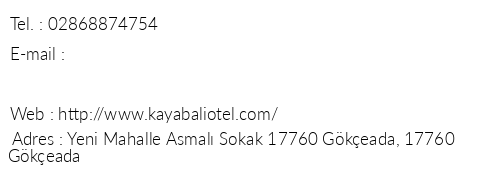 Kayabal Otel telefon numaralar, faks, e-mail, posta adresi ve iletiim bilgileri